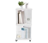 PZEOB Libreria di librerie a 260 ° scaffali a 2 livelli rotanti con ruote scaffale per libreria in piedi Torre facile da assemblare la libreria