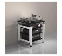 PZEOB Scaffalatura Audio-Video Supporto multimediale con Ripiani Regolabili Torre Rack Audio Mobile Stereo Semplice scaffale Rack Audio for intrattenimento(Svart,3 Tier)