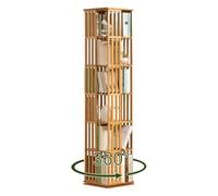 PZEOB Scaffale di libri d'angolo in bambù 360 ° libreria rotante 149 cm/178 cm Spazio di scarico di scarico a 360 ° Torre di libreria d'angolo