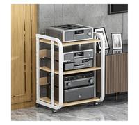 PZEOB Torre Audio Rack Supporto multimediale Moderno Scaffalatura Audio-Video Regolabile Scaffali di stoccaggio AV dal Design Aperto con Ruote Supporto for Giradischi(Wit,3 Tier)