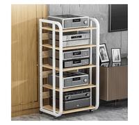 PZEOB Torre Audio Rack Supporto multimediale Moderno Scaffalatura Audio-Video Regolabile Scaffali di stoccaggio AV dal Design Aperto con Ruote Supporto for Giradischi(Wit,5 Tier)