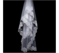 PZEOB Unico Veli Velo da Sposa in Tulle con Bordi applicati in Pizzo Velo da Sposa Uno Strato di Velo Velo da Spalla Lungo 1,5 m per la Festa Nuziale Velo da Sposa in Tulle Facile da Indossare