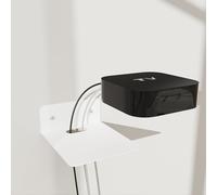 PzewMo Mensola galleggiante da parete in metallo, per proiettori, decoder via cavo TV, router, altoparlanti, soundbar, fotocamera, giochi, decorazione (bianco, 14 x 11,9 cm)