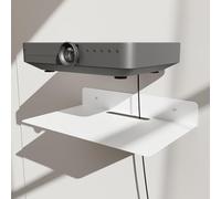 PzewMo Mensola galleggiante da parete in metallo, per proiettori, decoder via cavo TV, router, altoparlanti, soundbar, fotocamera, giochi, decorazione (bianco, 32 x 20 cm)