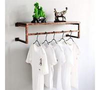 PZJDFDC Appendiabiti - Appendiabiti Da Parete, Mensola Sospesa Per Abiti Con Asta Appendiabiti, Espositore Per Abiti Da Parete, Attaccapanni Con Ripiano(Brown,80 * 28cm)