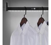 PZJDFDC Appendiabiti - Appendiabiti Nero Opaco Con Luce LED, Barra Per Armadio Resistente, Portata 50 Kg, Asta Per Armadio In Alluminio Da 50-120 Cm, Con Batteria Al Litio Integrata(850mm)