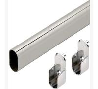 PZJDFDC Appendiabiti - Asta Appendiabiti Ovale, Asta Appendiabitis In Acciaio Inox Lucido, Lunghezza Opzionale 50-140 Cm, Astas Appendiabitis Fissa Per Armadio(120cm)