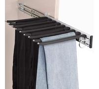 PZJDFDC Appendiabiti Estraibile - Appendiabiti Allungabili, Asta Porta Pantaloni Estraibile Per Armadio, Salvaspazio Per 9 Pantaloni, Floccaggio Antiscivolo, Finitura Lucida, Destra E Sinistra(Left)