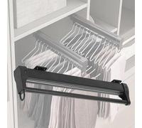 PZJDFDC Asta Estensibile Per Guardaroba - Appendiabiti Estraibile, Asta Telescopica Scorrevole, Asta Appendiabiti In Acciaio Inox Montata Sulla Parte Superiore, Grucce Nere Da 350 Mm A 800 Mm(700mm)