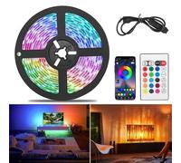 PZJFH Striscia LED RGB da 5 m, con telecomando a infrarossi, luce per TV con funzione Bluetooth, per TV, casa, camera da letto, cucina, soffitto, festa