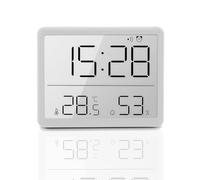 PZJFH Sveglia digitale con indicatore di temperatura e umidità LCD, piccolo design di aspirazione multifunzionale, 12/24 ore, supporto batteria per casa, studenti, ufficio, bianco (bianco)