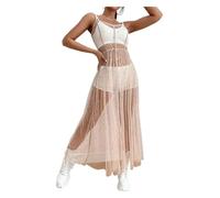 PZOFERLIN Camicetta in chiffon/tessuto Copricostume da spiaggia in rete, leggero, poncho multicolore, taglie multiple(Pink,L)