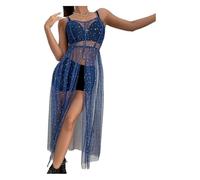 PZOFERLIN Camicetta in chiffon/tessuto Copricostume da spiaggia in rete, leggero, poncho multicolore, taglie multiple(Blue,L)