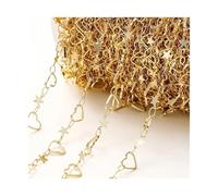 PZOFERLIN Galvanisierte Halskette Catena in ottone multicolore con design a forma di stella e luna, 1 metro, for la creazione di gioielli fai da te(18k Gold-love)