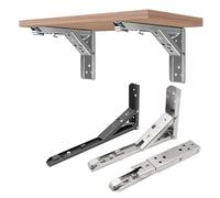 PZOFERLIN La formazione del personale Confezione da 2 staffe pieghevoli regolabili da 8-14 pollici for tavolo da panca triangolare da parete(2pcs Black-14 Inch)