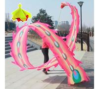 PZOFERLIN Nastro per Danza del Drago Borsa da Viaggio con Palla zavorrata Longboi Phoenix Feather Dance Fitness Ribbon(Pink,8M)
