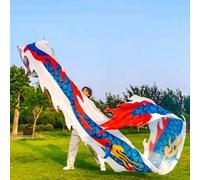 PZOFERLIN Nastro per Danza del Drago Nastro for Danza Fitness Dragon Poi con Testa di Drago 3D Multicolore, 8-10 m(White,10M)