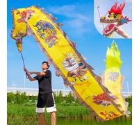 PZOFERLIN Nastro per Danza del Drago Nastro Tradizionale Dragon Poi con Borsa da Viaggio Multicolore, Diverse Misure(Yellow,8 M (26 Ft))