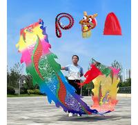 PZOFERLIN Nastro per Danza del Drago Set di Nastri Dragon Poi con Testa di Drago in Acciaio, Vari Stili, 6-10 Metri(Style5,6 M (20 Ft))