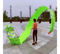 PZOFERLIN Nastro per Fitness e Danza del Drago Streamer da Ballo Dragon Poi con Palla appesantita Multicolore 8M o 10M(Green,10 M (33 Ft))