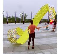 PZOFERLIN Nastro per Fitness e Danza del Drago Streamer da Ballo Dragon Poi con Palla appesantita Multicolore 8M o 10M(Yellow,8 M (26 Ft))