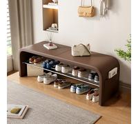 PZOFERLIN Panchina porta scarpe Panca portaoggetti da ingresso in similpelle con tasche laterali multicolore 60-120x35x40cm(Brown,120 * 35 * 40cm)