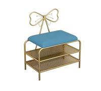 PZOFERLIN Panchina porta scarpe Panca portascarpe a 2 ripiani in rete con seduta imbottita multicolore, diverse misure(Blue,60cm)