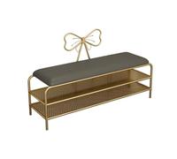PZOFERLIN Panchina porta scarpe Panca portascarpe a 2 ripiani in rete con seduta imbottita multicolore, diverse misure(Grey,120cm)