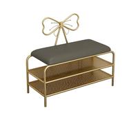 PZOFERLIN Panchina porta scarpe Panca portascarpe a 2 ripiani in rete con seduta imbottita multicolore, diverse misure(Grey,80cm)
