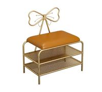 PZOFERLIN Panchina porta scarpe Panca portascarpe a 2 ripiani in rete con seduta imbottita multicolore, diverse misure(Orange,60cm)