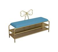 PZOFERLIN Panchina porta scarpe Panca portascarpe a 2 ripiani in rete con seduta imbottita multicolore, diverse misure(Blue,120cm)
