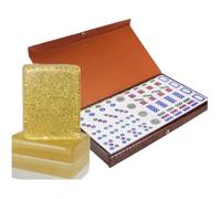 PZOFERLIN Piastrelle di mahjong cinese Set di Mahjong cinese da 40 pezzi, tessere di cristallo dorate da 40 mm con scatola