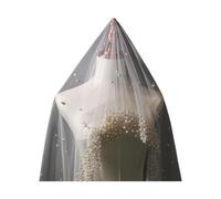 PZOFERLIN Veli da sposa 300 cm 1 strato di perle cattedrale velo da sposa mantiglia tulle accenti di cristallo multicolore(Ivory)