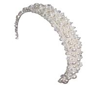 PZOFERLIN Veli da sposa Fasce for capelli in pizzo di perle Accessori for capelli da sposa Sposa multicolore(Rhodium Plated)