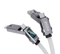 pzoz 4 in 1 cavo USB C a USB C ricarica rapida cavo Multi Fast ChargeType C nylon intrecciato, ricarica Combo Lightning/tipo C/USB A porte per iPhone 16 15 14 13 12 pro max Samsung (140w, 1.5M)