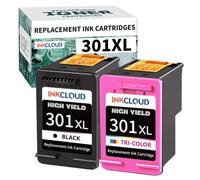 PZPSEQGM Sostituzione InkCloud 301xl Cartucce di inchiostro compatibili con 301 per 4500 4502 5530 Deskjet 1000 1050 2050 2510 OfficeJet 2620 4630 Stampanti(Black)