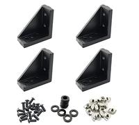 PZRT 4 set 2040 angolo di montaggio in alluminio 20 x 40 L connettore staffa di fissaggio connettore di fissaggio con viti a brugola e dado a T per estrusione serie 2020 profilo in alluminio nero