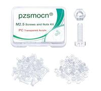Pzsmocn 100 Pezzi/50 Set M2,5 * 10 mm Viti a Testa Tonda con Croce in Plastica Trasparente per PC Dadi Esagonali, Dimensioni Standard, per Fai da Te, Modelli e Fissaggio di Prodotti Elettronici.
