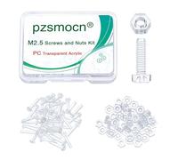 Pzsmocn 100 Pezzi/50 Set M2,5 * 12 mm Viti a Testa Tonda con Croce in Plastica Trasparente per PC Dadi Esagonali, Dimensioni Standard, per Fai da Te, Modelli e Fissaggio di Prodotti Elettronici.