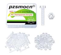 Pzsmocn 100 Pezzi/50 Set M3*20 mm Viti a Testa Tonda con Croce in Plastica Trasparente per PC Dadi Esagonali, Dimensioni Standard, per Fai da Te, Modelli e Fissaggio di Prodotti Elettronici.