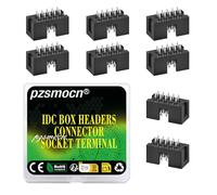Pzsmocn 20 Pezzi IDC 2 * 5 Doppia Fila 2,54 mm Passo JTAG ISP 10 Pin Dritto Inserisci Scatola Connettore Adattatore Cavo Presa Maschio Terminali per Progetti di Dispositivi Elettronici PCB.