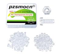 Pzsmocn 200 Pezzi/100 Set M3*10 mm Viti a Testa Tonda con Croce in Plastica Trasparente per PC Dadi Esagonali, Dimensioni Standard, per Fai da Te, Modelli e Fissaggio di Prodotti Elettronici.