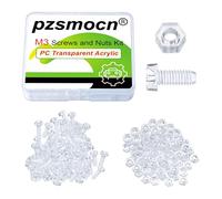Pzsmocn 200 Pezzi/100 Set M3*8 mm Viti a Testa Tonda con Croce in Plastica Trasparente per PC Dadi Esagonali, Dimensioni Standard, per Fai da Te, Modelli e Fissaggio di Prodotti Elettronici.