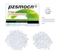Pzsmocn 200 Pezzi/100 Set M4*12 mm Viti a Testa Tonda con Croce in Plastica Trasparente per PC Dadi Esagonali, Dimensioni Standard, per Fai da Te, Modelli e Fissaggio di Prodotti Elettronici.