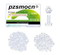 Pzsmocn 200 Pezzi/100 Set M4*8 mm Viti a Testa Tonda con Croce in Plastica Trasparente per PC Dadi Esagonali, Dimensioni Standard, per Fai da Te, Modelli e Fissaggio di Prodotti Elettronici.