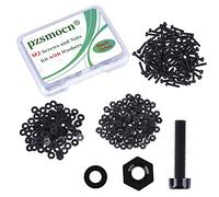 Pzsmocn 300 Pezzi/100 Set M2*10 mm Viti a Testa Tonda con Croce in Nylon Nera in Plastica Dadi Esagonali con Rondelle Isolanti, Dimensioni Standard, per Fai da Te e Assemblaggio Elettronico.