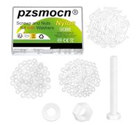Pzsmocn 300 Pezzi/100 Set M3*25 mm Kit Combinato Vite e Dado Esagonale Esterna in Nylon Bianco in Plastica con Rondelle Isolanti, Dimensioni Standard, per Fai da Te e Assemblaggio Elettronico.