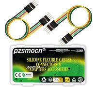 pzsmocn Flessibile Silicone Breadboard Cavetti Jumper Filo Wire 24AWG Cavi 20cm 10 Set/60 Pezzi per Connettore Dupont Passo 2,54 mm 4 Pin Nero Maschio-Maschio Testata Adattatore Cavo a Nastro