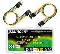 pzsmocn Flessibile Silicone Breadboard Cavetti Jumper Filo Wire 24AWG Cavi 20cm 10 Set/60 Pezzi per Connettore Dupont Passo 2,54 mm 4 Pin Nero Maschio-Femmina Testata Adattatore Cavo a Nastro