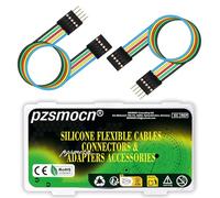 pzsmocn Flessibile Silicone Breadboard Cavetti Jumper Filo Wire 24AWG Cavi 20cm 8 Set/56 Pezzi per Connettore Dupont Passo 2,54 mm 5 Pin Nero Maschio-Femmina Testata Adattatore Cavo a Nastro